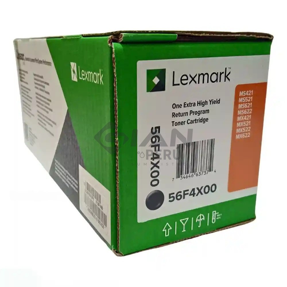 El Cartucho Tóner Lexmark 56F4X00 ofrece impresiones nítidas, rendimiento confiable y calidad profesional para oficinas.