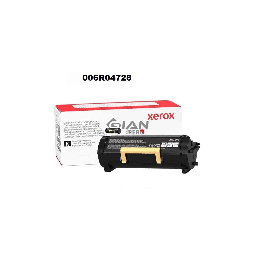 El Cartucho de Toner Xerox 006R04728 Black, Es Compatible Con Impresora Xerox B410/ VersaLink B415 Negro, Con Rendimiento 6,000 Páginas.