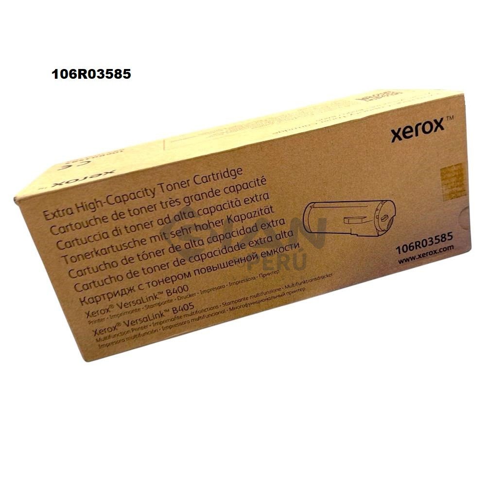 Compra el Tóner Xerox 106R03585 Negro Original para Xerox VersaLink B400 y B405. Rendimiento de hasta 24,600 páginas.