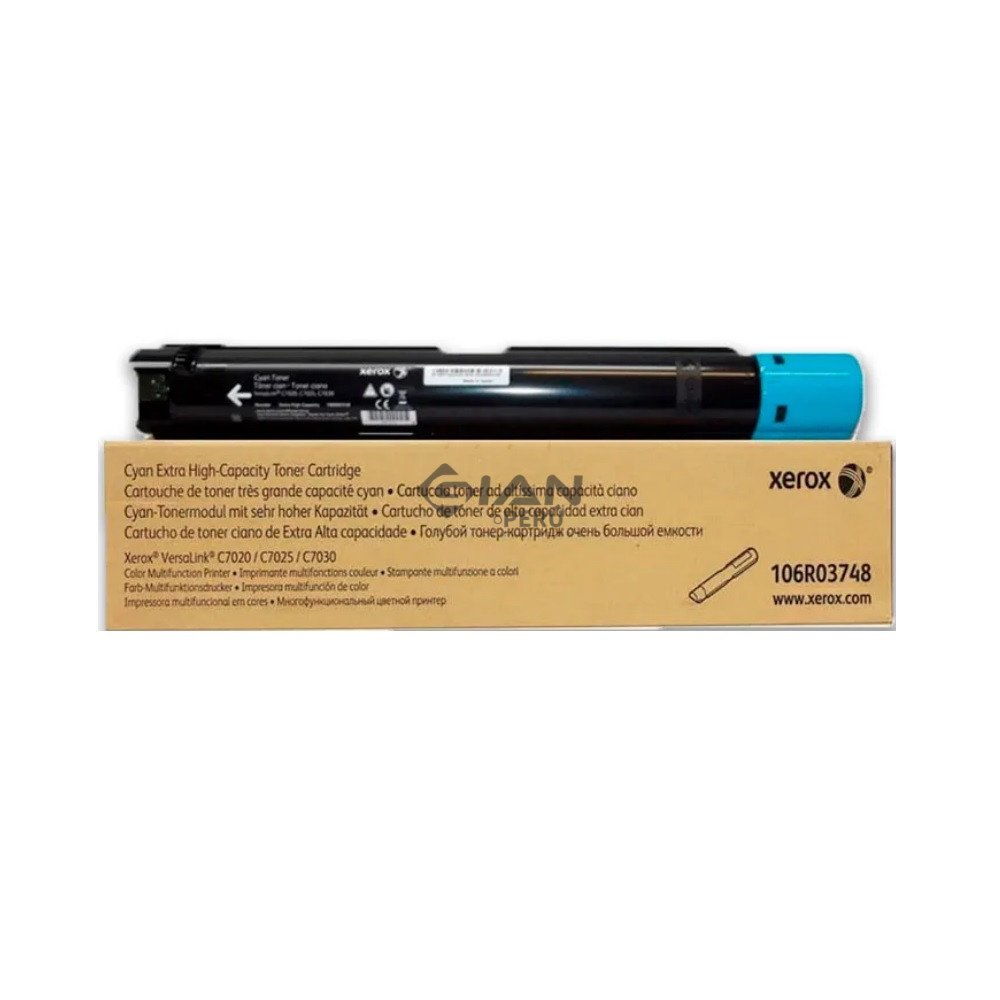 Tóner Xerox 106R03748 cian de 16.500 páginas para VersaLink C7020, C7025 y C7030. Consulta stock y envíos a todo el Perú