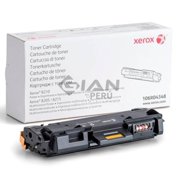 toner-xerox-106r04348-b205-b210-b215-negro El Cartucho De Toner Xerox 106R04348 Black, Es Compatible Con Impresoras Xerox B205 | B210 | B215, Rendimiento De 3.000 Páginas.