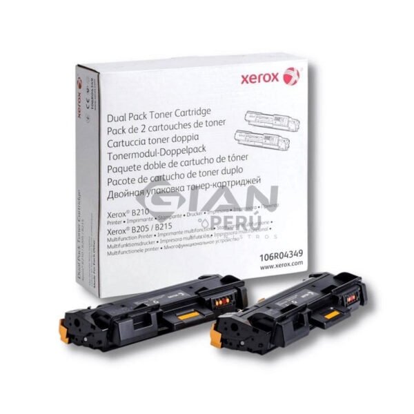 toner-xerox-106r04349-b205-b210-b215-negro-dual pack El Cartucho De Toner Dual Pack Xerox 106R04349 Black, Es Compatible Con Impresoras Xerox B205 | B210 | B215, con Rendimiento 6.000 Págs.El Cartucho De Toner Dual Pack Xerox 106R04349 Black, Es Compatible Con Impresoras Xerox B205 | B210 | B215, con Rendimiento 6.000 Págs.