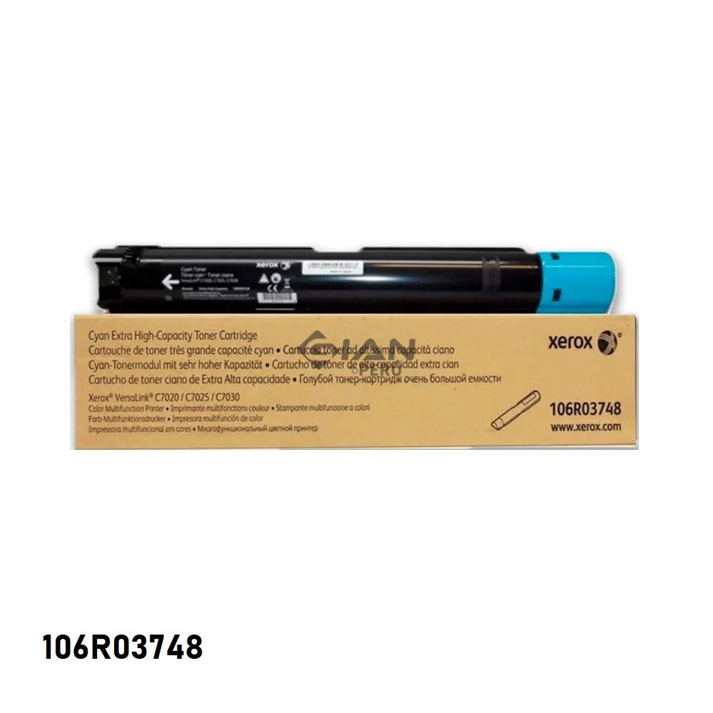Tóner Xerox 106R03748 cian de 16.500 páginas para VersaLink C7020, C7025 y C7030. Consulta stock y envíos a todo el Perú