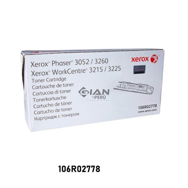 Tóner Xerox 106R02778 negro de 3.000 páginas para Phaser 3260 y WorkCentre 3225. Consulta precio, stock y envíos a todo el Perú.