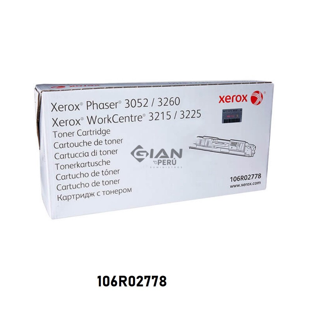 Tóner Xerox 106R02778 negro de 3.000 páginas para Phaser 3260 y WorkCentre 3225. Consulta precio, stock y envíos a todo el Perú.