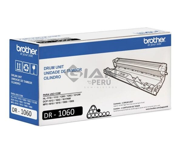 La Unidad de Imagen Brother DR-1060 Black, Es Compatible Con Impresora Brother HL-1112/ DCP-1512, Con Rendimiento 10,000 Páginas.