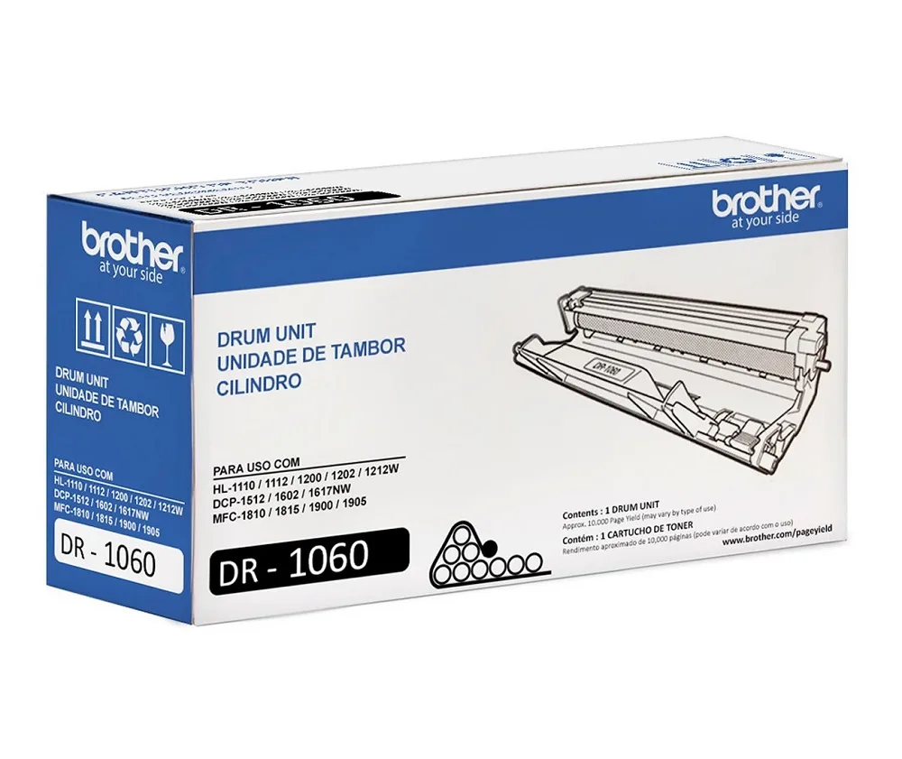 La Unidad de Imagen Brother DR-1060 Black, Es Compatible Con Impresora Brother HL-1112/ DCP-1512, Con Rendimiento 10,000 Páginas.