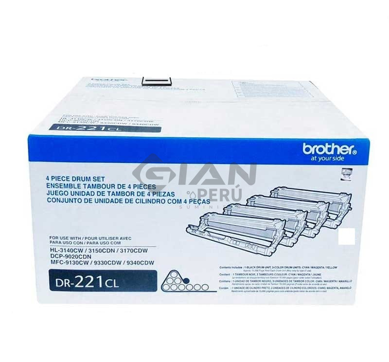 El Cartucho Unidad de Imagen Brother DR-221CL, Es Compatible Con Impresora Brother HL-3170, MFC9330CDW, Rendimiento 15,000 Págs