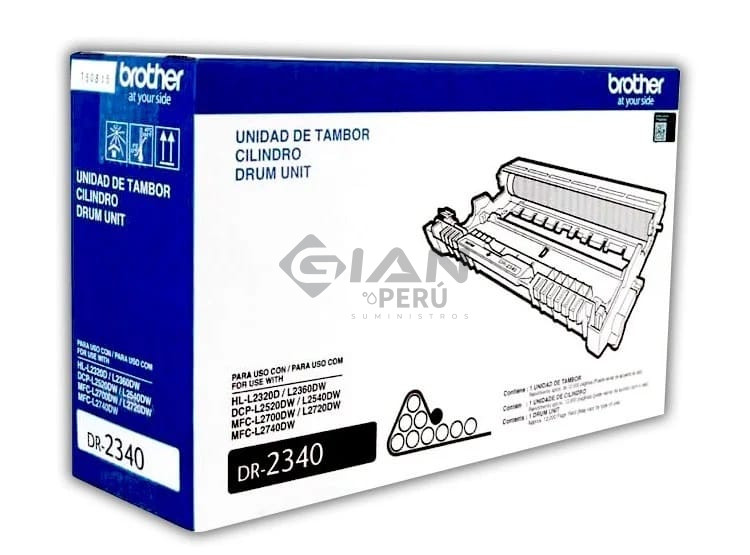 La Unidad de Imagen Brother DR-2340 Black, Es Compatible Con Impresora Brother DCP-L2540/ MFC-L2740DW, Con Rendimiento 12,000 Págs.