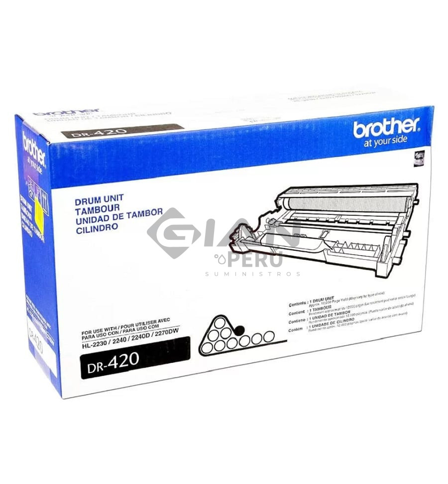 El Cartucho Unidad de Imagen Brother DR-420, Es Compatible Con Impresora Brother HL-2130, HL-2240, Con Rendimiento 12,000 Págs.